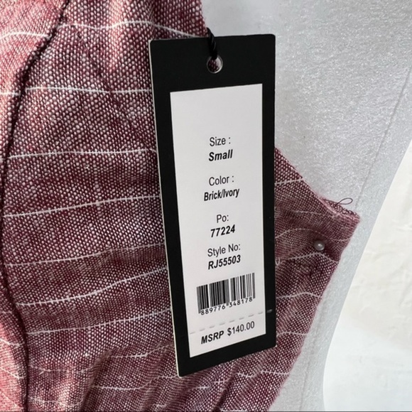 Romeo & Juliet Couture NWT Button Linen Jumpsuit wide leg lagenlook striped S - Picture 12 of 14